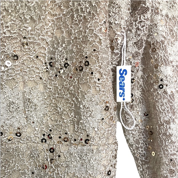 SZ 10•NWT•VINTAGE•TRADITION•SAND COLOUR SEQUIN ZIP UP ELEGANT TOP• - Picture 7 of 7